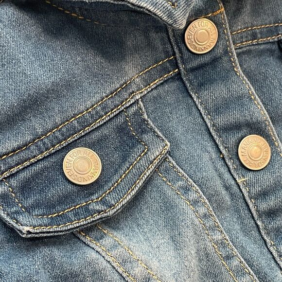 ~ 7 For All Mankind 2T Jean Jacket Kids Hood Layered Snaps Long Sleeve *FLAW - Picture 3 of 14